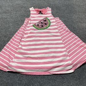 Tommy Bahama Dress Girls Medium 7 8 Pink Stripe Watermelon Sequin Bow Summer